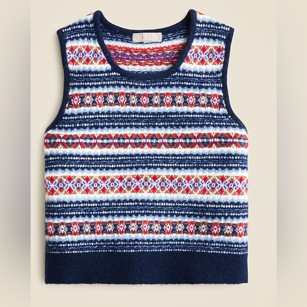 J. Crew Fair Isle sweater shell in boiled wool blend